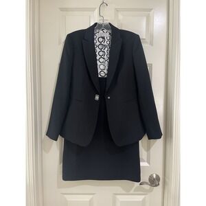 tahari arthur s levine women black 2- piece skirt suits size 4P/4